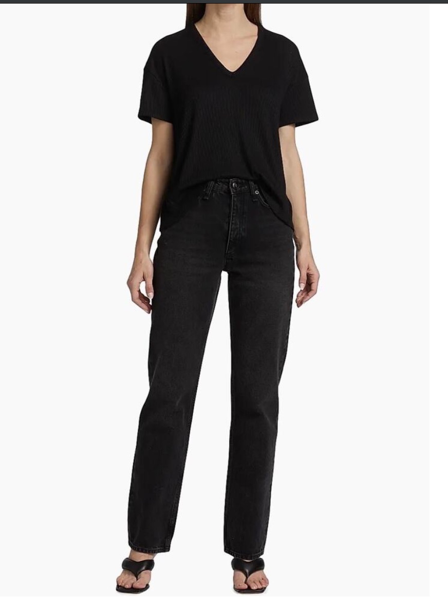 Rag & Bone Alex High Rise Straight Leg Jean Dark Wash Classic Denim
